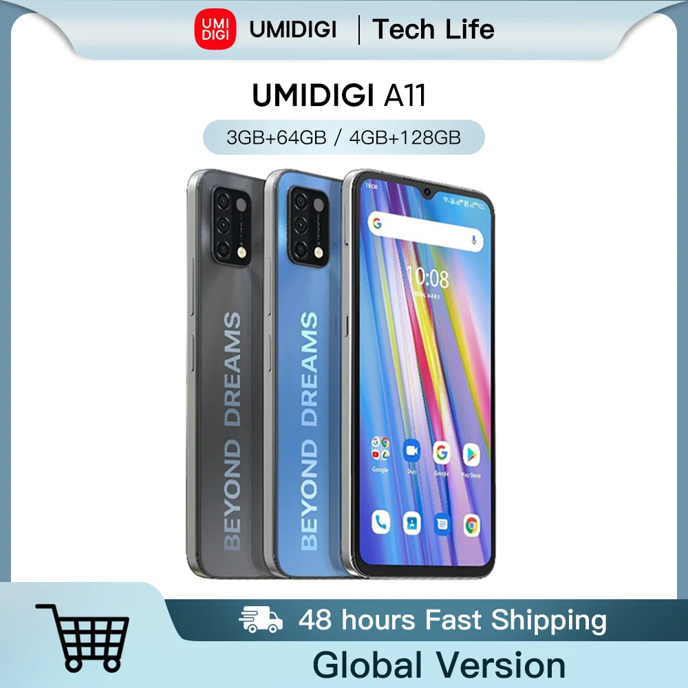 Смартфон UMIDIGI A11 глобальная версия 3/4 Гб + 64/128 ГБ Android 11 HelioG25 6 53 дюйма тройная камера