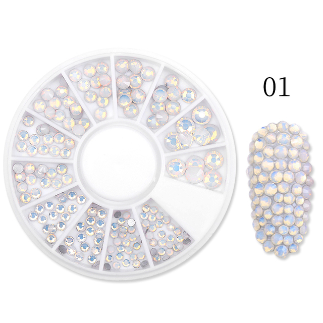 Gold Geometry Rivet Alloy Nail Studs Chameleon Stone Nail Rhinestone Small Irregular Beads 3D Nail Art Decoration In Wheel