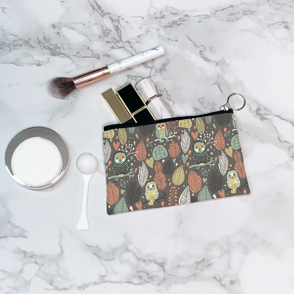 Fashion Owl Pattern Coin Purses Small Fresh Canvas Coin Wallet Lady Girls Earphone Key Money Storage Bag Zipper Pouch