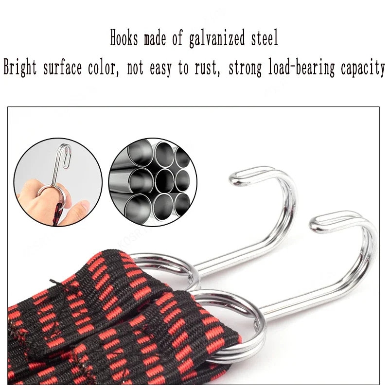 Motorcycle Elastics Rubber Luggage Rope Cord Hooks Bikes Rope Tie Auto Luggage Roof Rack Strap Fixed Band Hook Car Accessories