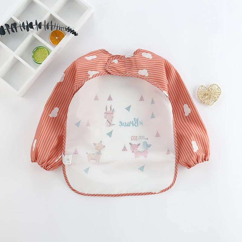 Baby Bibs Burp Cloths Waterproof Long Sleeve Anti-wearing Cartoon Bib Inverted Gown Baby Feeding Bib Bavoir Manches Longues 5