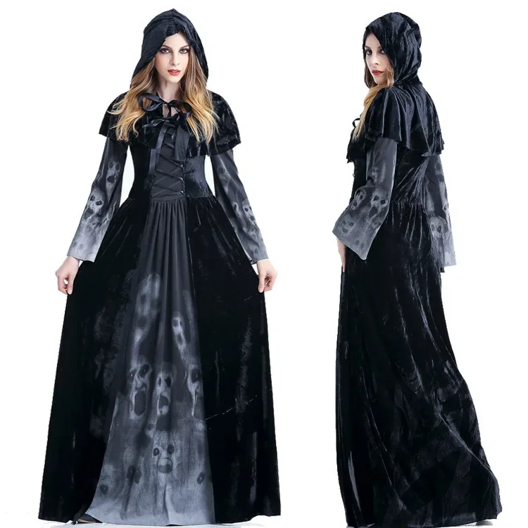 

Halloween Victorian Dress Cosplay Costumes Scary Vampire Witch Clothes Women Medieval Masquerade Costume Ghost Fancy Maxi Dress
