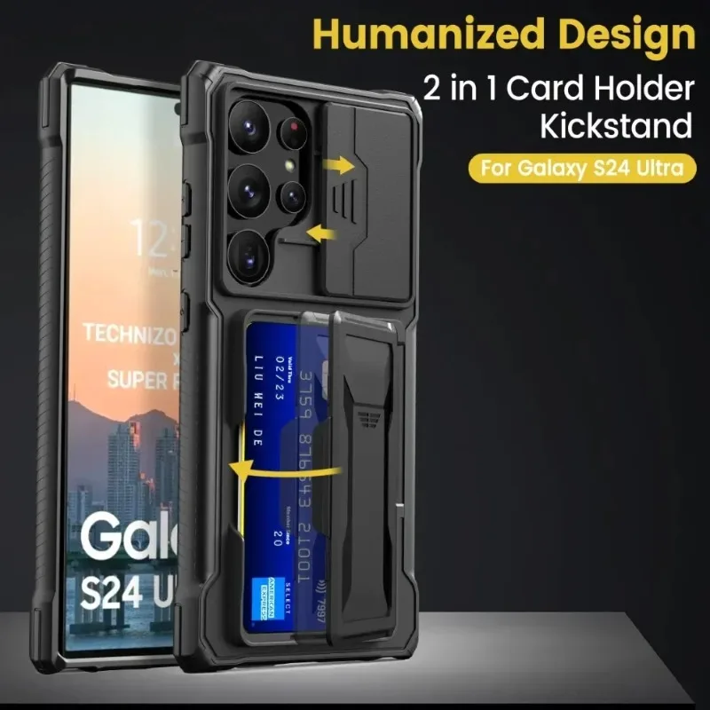 

Чехол для Samsung Galaxy S24, роскошный Карманный чехол с откидной подставкой и карманом для карт, ударопрочный защитный жесткий армированный чехол