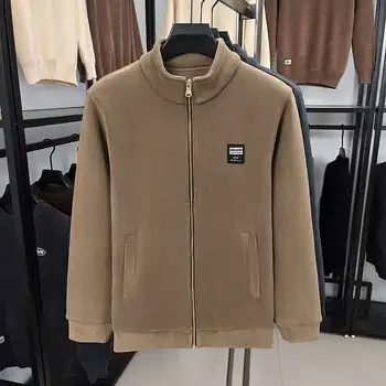 2025 Autunno e Inverno Nuovo Ou Giacca in pile da uomo Plus Velluto ispessito Colletto alla coreana Giacca con cerniera Cardigan Maglione 1