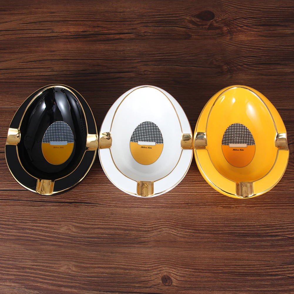 Large Ceramic Cigar Ashtray Home Round Living Room Creative 3 Cigar Holder Stand Cenicero For Tobacco Cigarette Ashtrays