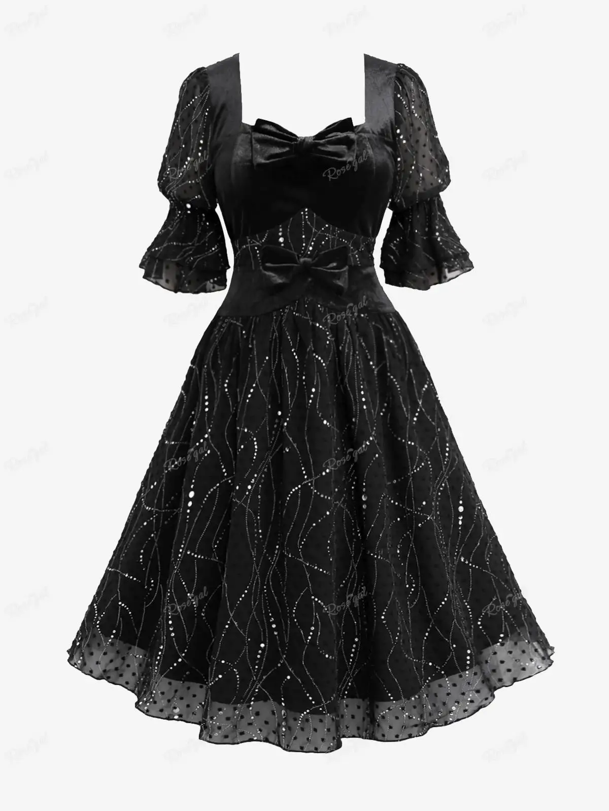 knee length dresses for ladies Vintage 1930s Black Lace Dress, Small main image 1
