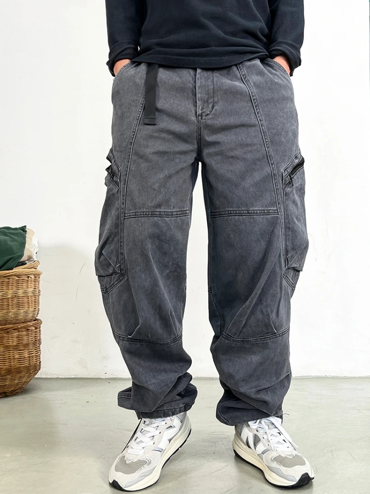 Japanese Streetwear High Quality Long Staple Cotton Twill Cargo Pants Men Harajuku Plus Size Casual Work Pants Baggy Trousers 5