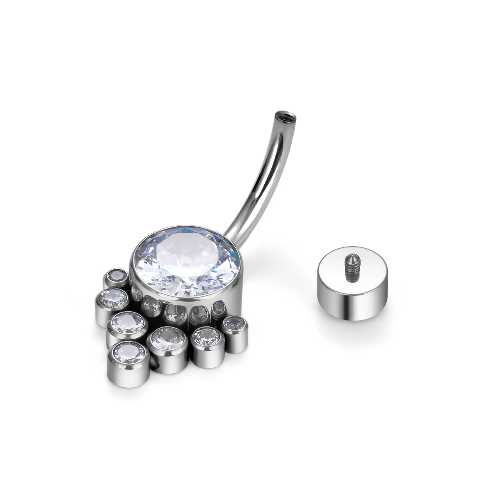 G23 Titanium ASTMF136 Belly Button Ring Piercing Jewelry Navel Ring For Women Double Bezel Setting Delicate Zircon piercing jewelry body piercing jewelry body jewelry belly button earrings belly button piercings