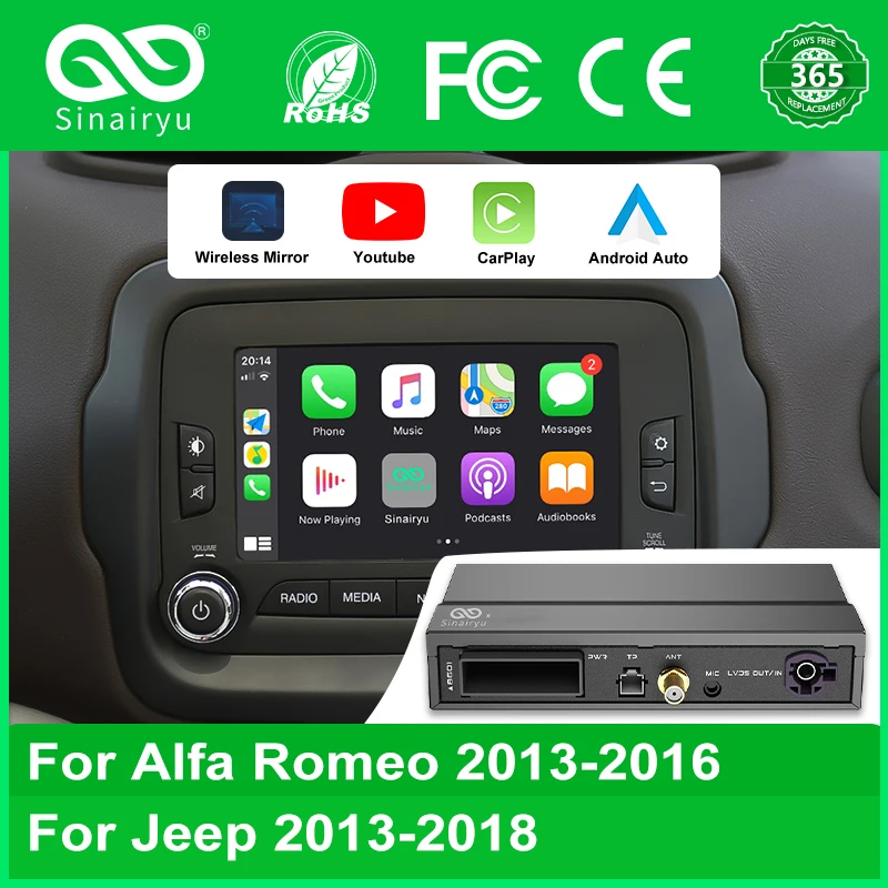 

Wireless CarPlay for Alfa Romeo Giulietta 2012-2016 Jeep 2014 Android Auto Module Box Video Interface Support Mirror-Link Camera