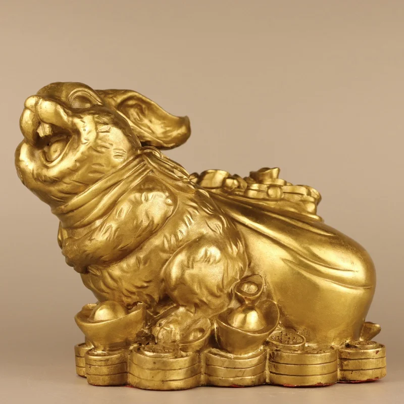 

Латунный кролик на удачу, украшение для дома, декор для гостиной, китайский знак зодиака, кролик, талисманы, медный раб