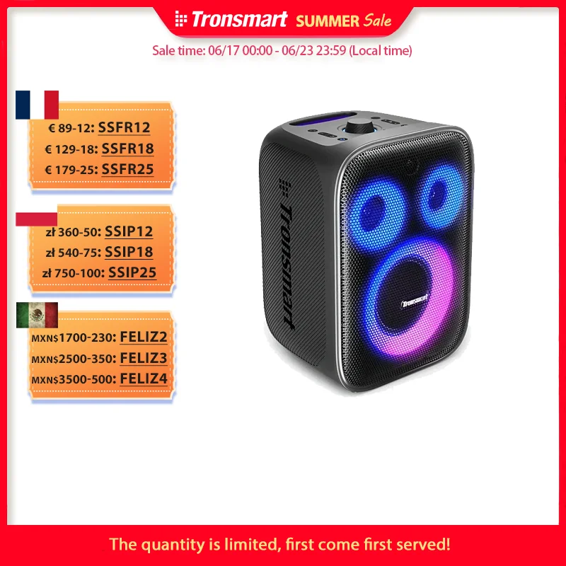 Tronsmart-altavoz Halo 200 para Karaoke, sistema de sonido de 3 vías, 120W, micrófono incorporado/con cable, entrada de guitarra, Control por aplicación