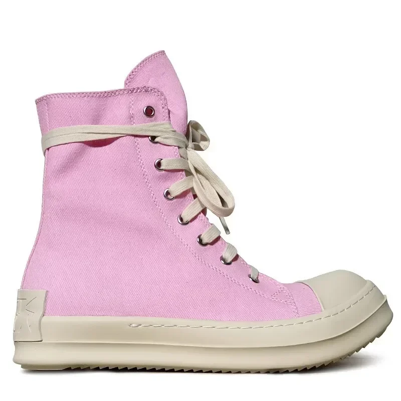 

Ro Europe and The United States Men and Women High Top Pink Canvas Shoes Student Zipper Couple Board Shoes in Stock