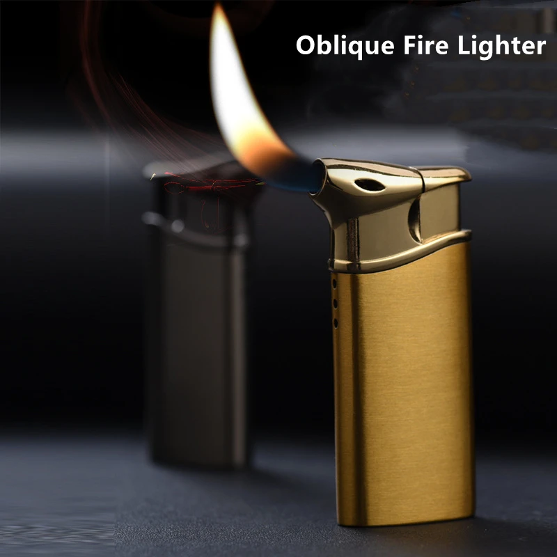 

New Oblique Fire Tobacco Pipe Gas Lighter Metal Windproof Cigarette Butane Lighter Smoking Accessories Men Gadgets Promotion