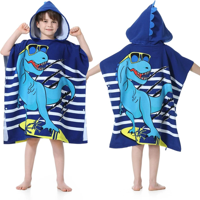 New Childrens Bath Towel Cartoon Print Cape Hooded Beach Bathrobe Soft Breathable Absorbent Quickdrying Bath Towel Robe 3