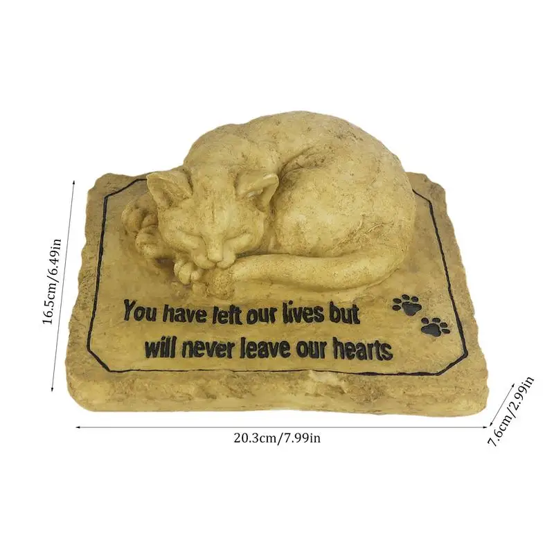 Pet Memorial Stone Waterproof Cute Sleeping Cat Grave Markers Memorial Stones Resin Cat Tombstone For Backyard Patio Lawn Garden