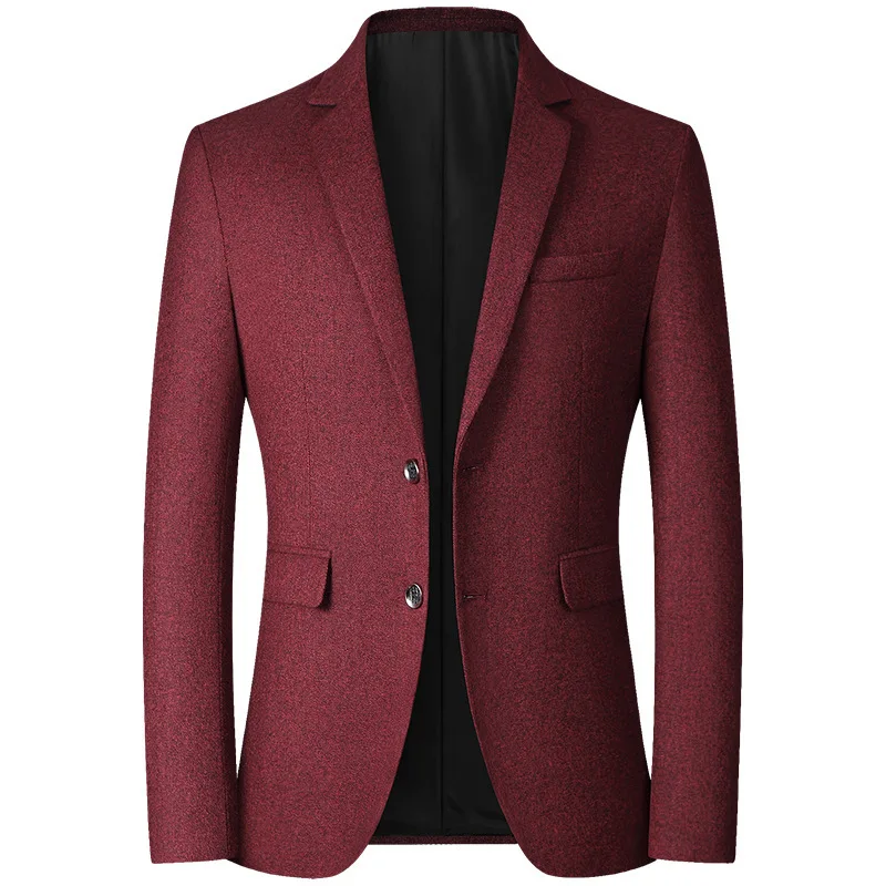 High Quality Male Blazer Gray Blue Burgundy Single Breasted Elegant Fashion Jacket Coats Business Office Casual Blazers For Men