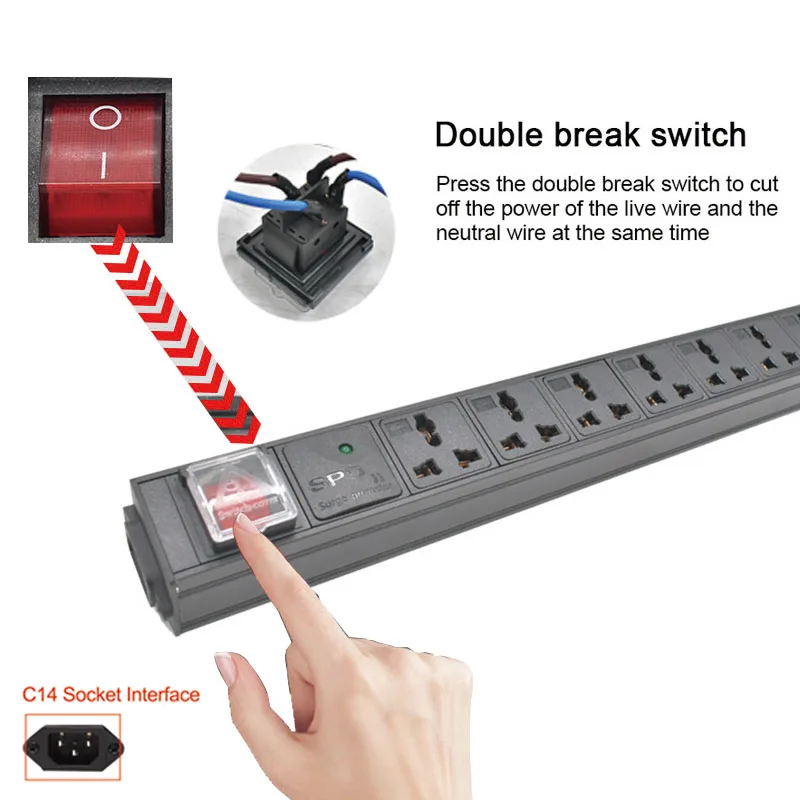 C14 port PDU power strip 10A Universal socket Network Cabinet S83a6273d801640c1ac3fd326c1be256aI