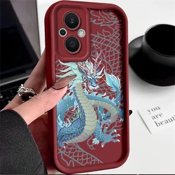 Exquisite Dragon Design Silicone Anti-Drop Soft Back Phone Case for Reno7 Lite (Red)