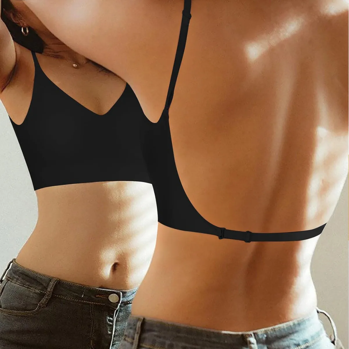 Women Invisible Bra Deep U Plunge Bras Backless Top for Dresses Sexy Lingerie with Transparent Strap Push Up Strapless Underwea 4