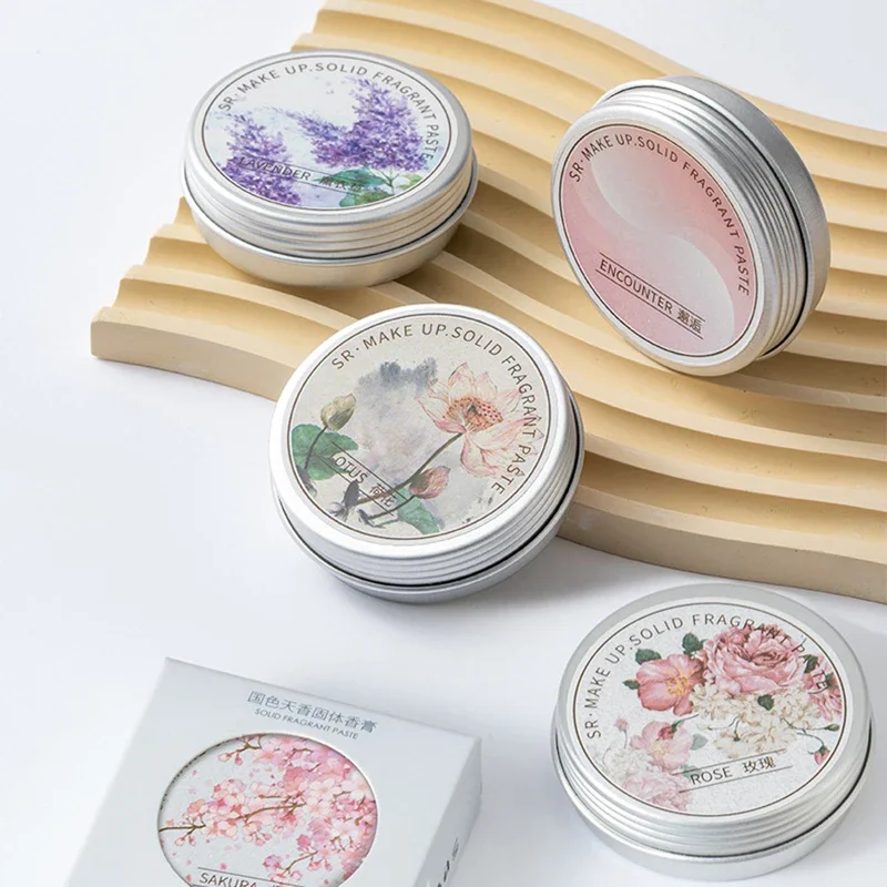 Sdatter New Women Solid Perfumes Peony Lavender/Lotus/Sakura Portable Balm Fresh Elegant Long-Time Fragrances Body Antiperspiran
