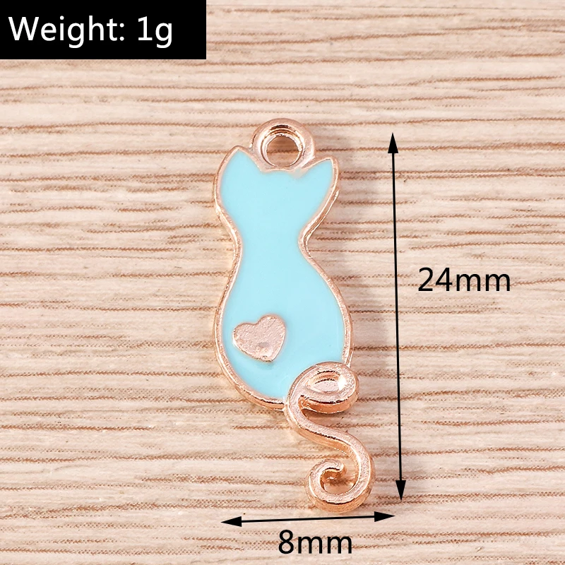 10 Stück gemischte Cartoon-Tier-Anhänger, Emaille-Katzenanhänger für die Schmuckherstellung, Ohrringe, Halsketten, Armbänder, DIY-Bastelzubehör – Detail 7