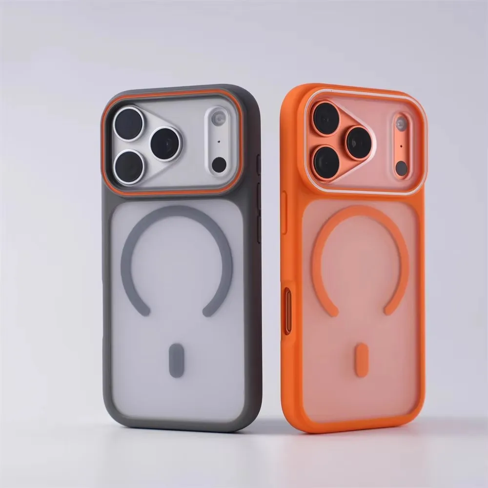 Luxury Matte Translucent Magnetic Shockproof Phone Case with Wireless Charging Capability