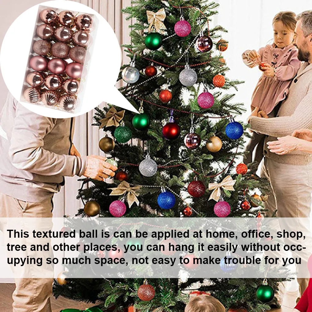 Christmas Ball Ornament Xmas Tree Decoration Baubles Shatterproof Hanging Pendent Party Christmas Gift 36 Pieces 4CM