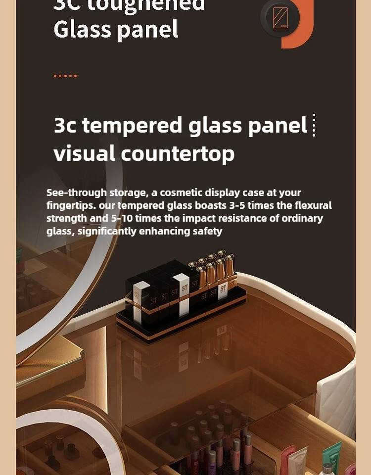 Glass luxury dressing table,household small modern minimalist dressing table,bedroom ins style storage cabinet, integrated table