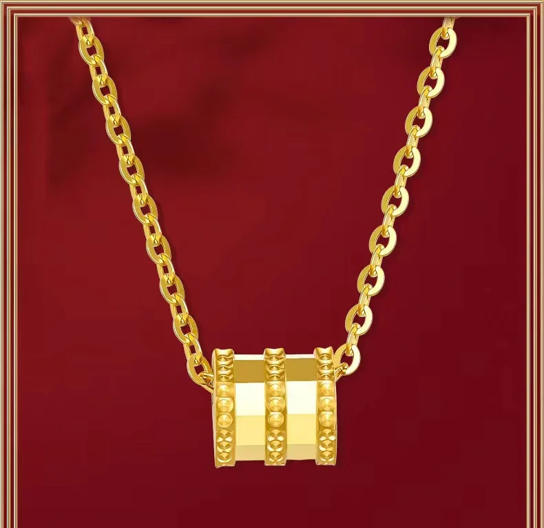 AU999 pure gold necklace female 24K clavicle chain small waist pendant simple temperament jewelry necklace metal seal