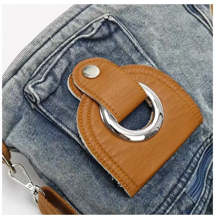 Denim Hobo Bag Women's Retro Shoulder Bag Student Leisure Style_voghion.com