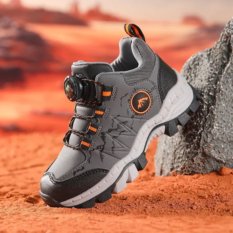 New Children's Sneaker Leather Waterproof Non-slip Boys' Hiking Shoes Soft and High Elastic Fashion Children Casual Sports Shoe