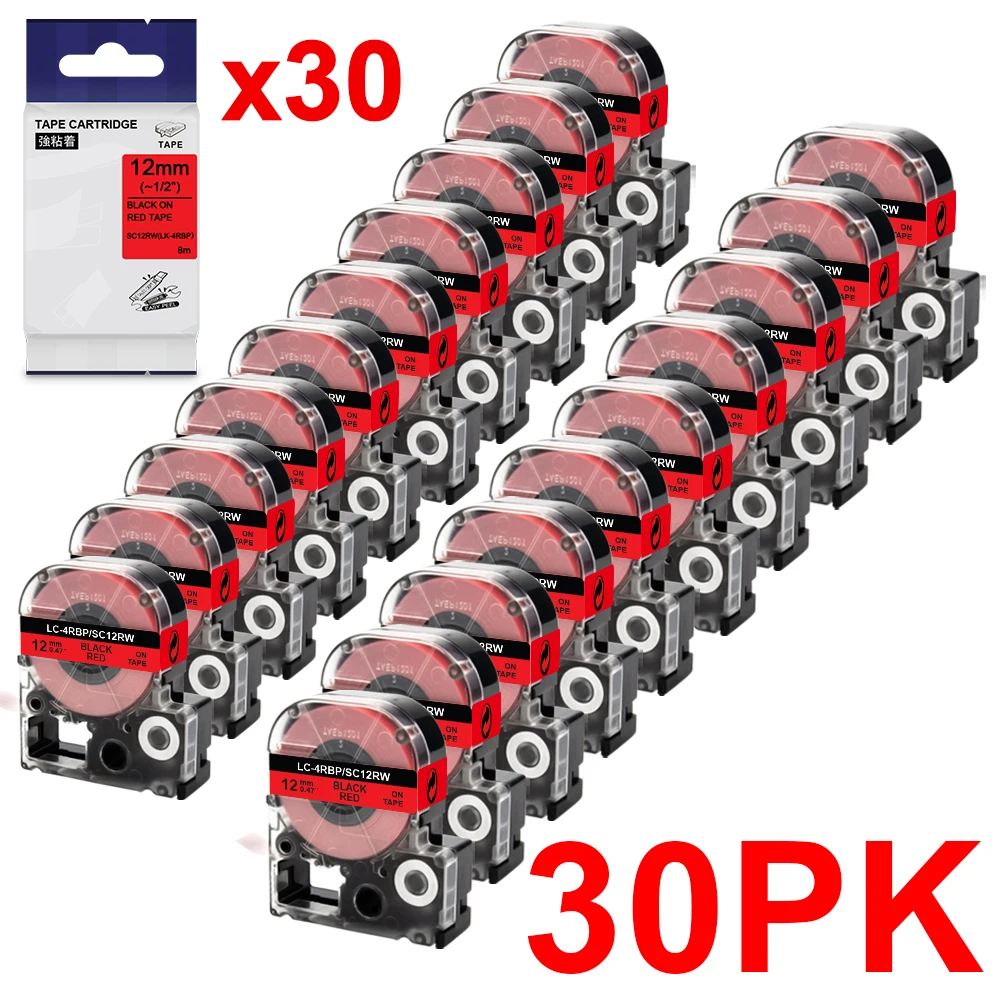 

Ярлыки 30PK, ярлыки SS12 кВт, ярлыки совместимы с принтером Epson Kingjim LC-4WBN, ярлыки 12 мм, st12 кВт, SC12RW, SC12YW, SD12KW, SC12PW