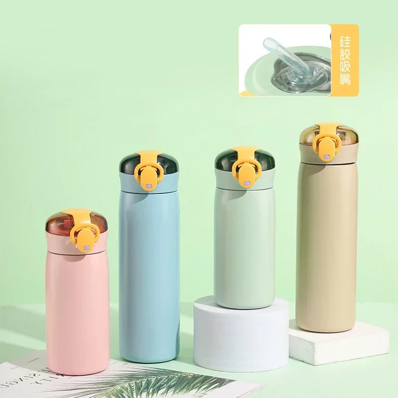 Portable Kids Thermos Mug With Straw Stainless Steel Cartoon Vacuum Flasks Children Cute Thermal Water Bottle Tumbler Thermocup water bottle thermal mug stainless steel thermos bottle thermal water bottle stainless steel water bottle stainless steel thermos cup stainless steel thermal container