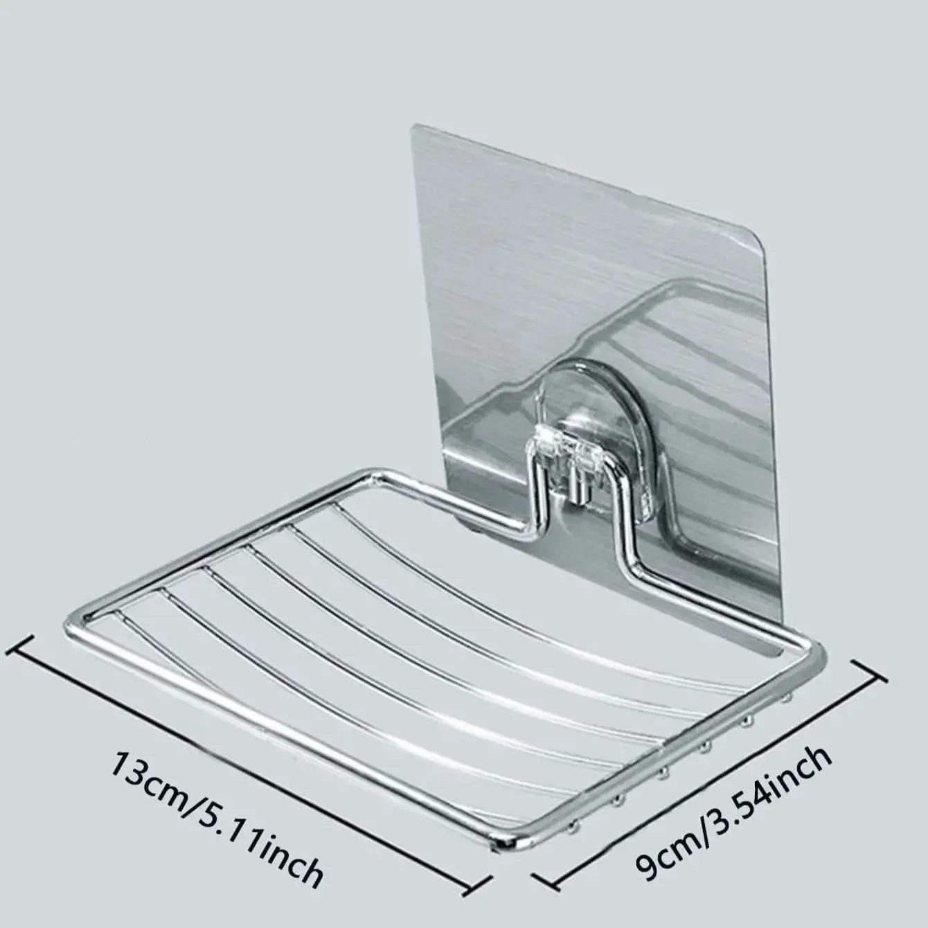 1pc-Stainless Steel Soap Rack Punch-free Nail-free Bathroom Single Layer Drain Wall Hanging Sucker Soap Box Light Luxury Shelf 6