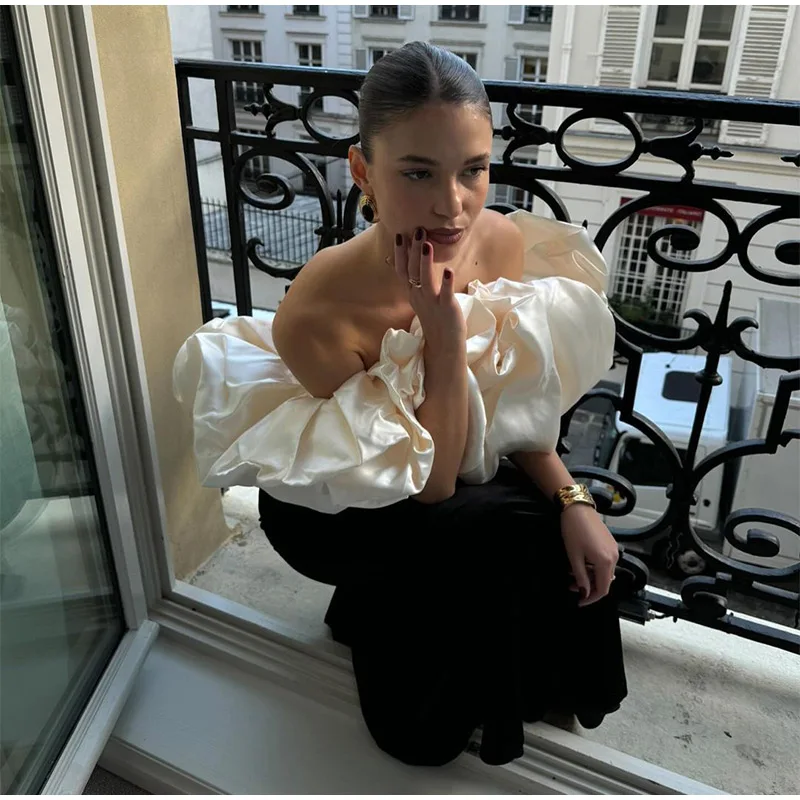 Elegant Off Shoulder Floral Long Dresses Women Vintage Slim Black Patchwork Petal Sleeves Robes Female Versatile Party Evening