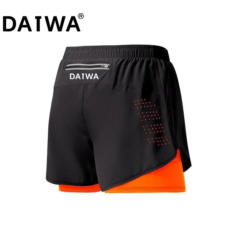 Datwa Summer Quick-drying Fishing Shorts Solid Color Casual Sports Beach Running Shorts Straight Elastic Waist Fishing