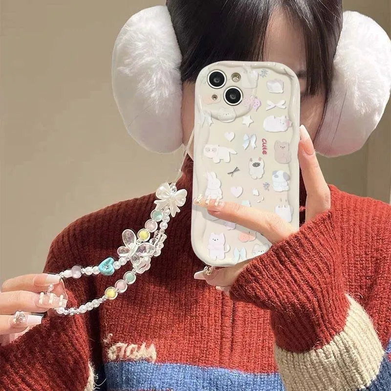 Charming Cat Wristband Bow Bracelet Phone Case