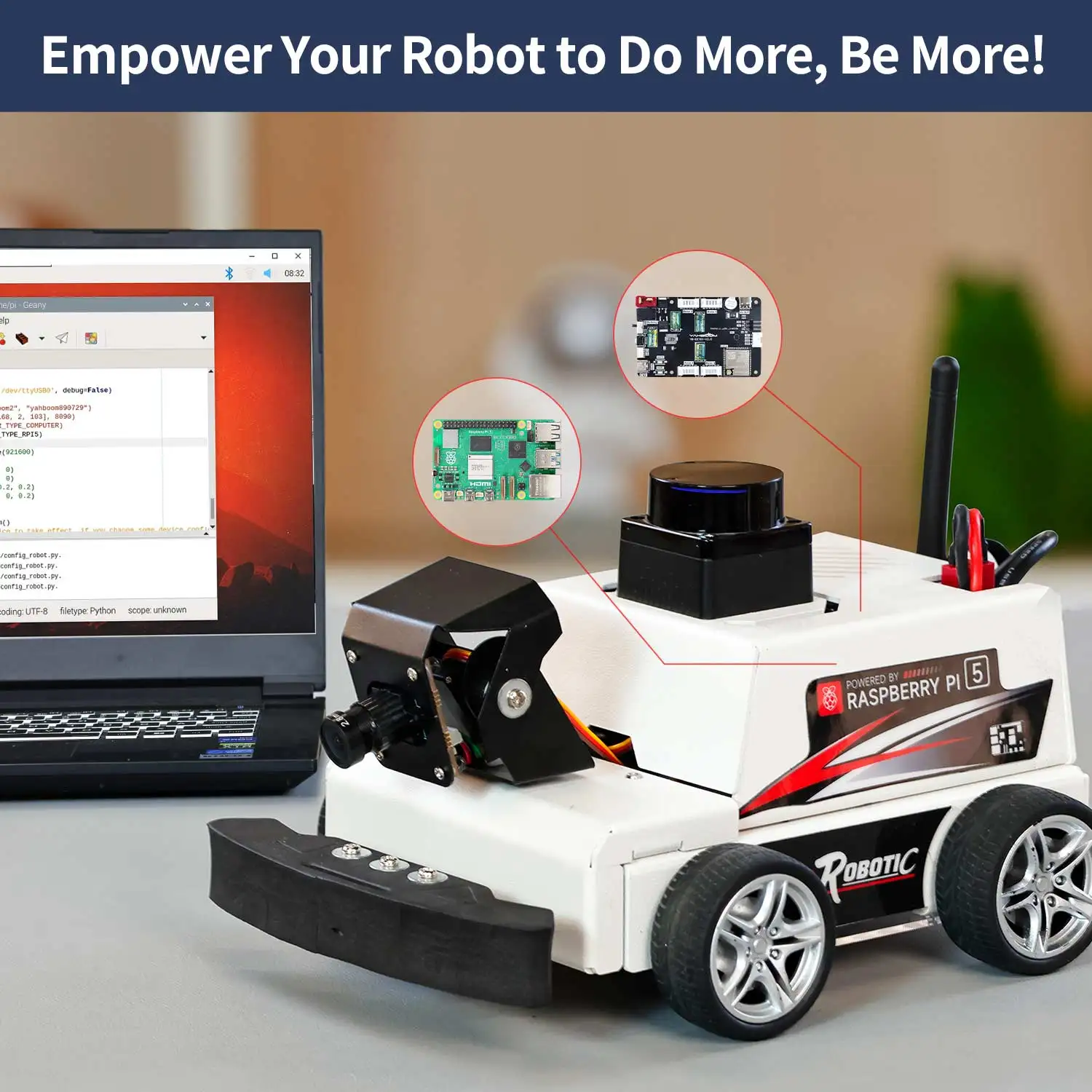 Scheda di controllo Micro ROS Modalità ESP32 ROS2 con modulo di azionamento motore sensore di attitudine IMU a 6 assi per kit auto robot Raspberry Pi 5 - immagine 5