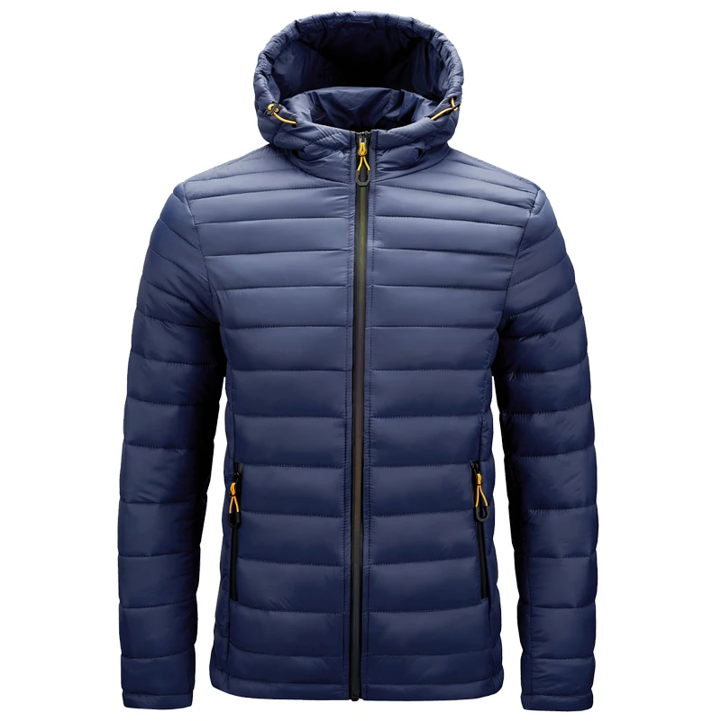 Чоловіча легка куртка-пуховик на відкритому повітрі з капюшоном і утепленим термальним пухким зимовим підігрівом для бігу та подорожей, повсякденне бавовняне пальто для активного відпочинку