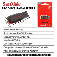 Original SanDisk 128GB 64GB USB Flash Drive 32GB 16GB USB Disk USB2.0 Mini Pen Drive Pendrive Memory Stick U Disk for Computer 6