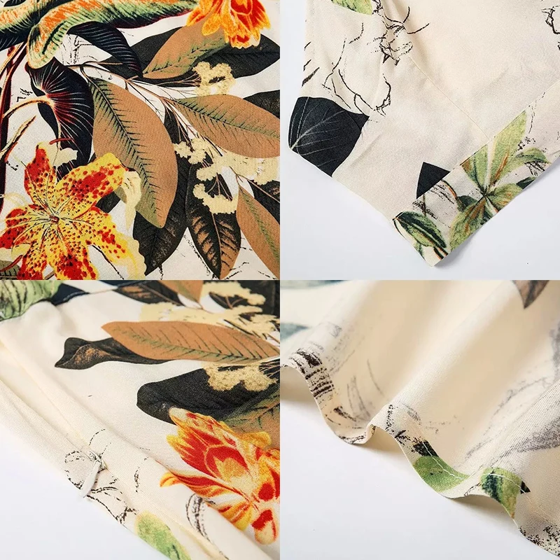 Women's Two-Piece Set Backless Dress Outfits Summer Floral Beach Camisole Bohemia Style Halter Bandage Dress