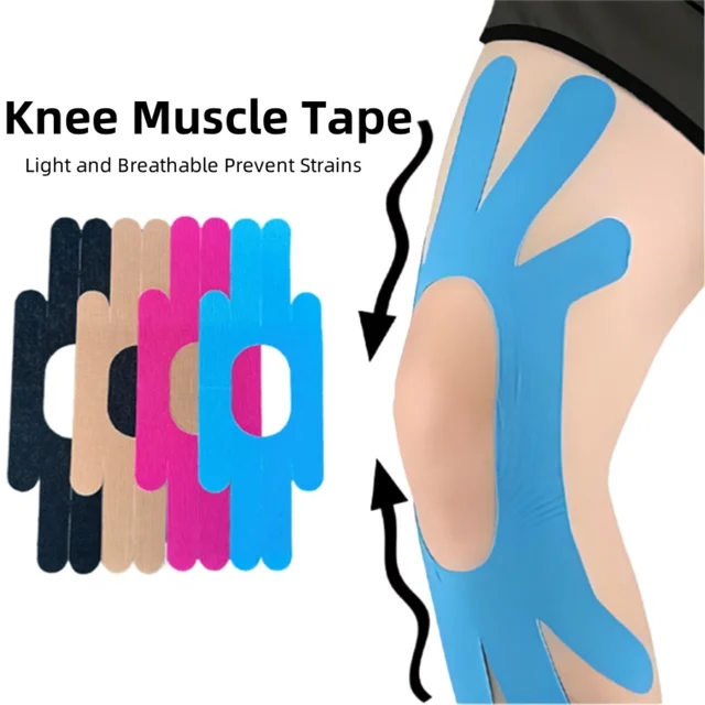Elastic Pre-Cut Knee Support Muscle Tape Colorful Kinesiology Tape Waterproof Breathable Athletic Tape Anti-Strain Tension Tape