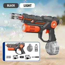 Dual - Function Water and Bubble Blaster Toy for Kids - Perfect for Parties, Outdoor Fun, and Gifts (Black with light)