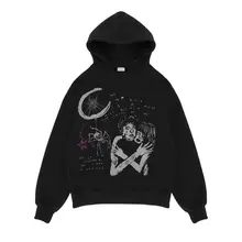  Long-sleeved Casual Punk Style Women's Hoodie Skull Top Gothic Skull Deep Black 2021 Loose Ulzzang Fashion Women's Sweatshirt 