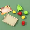 1:12 Mini Simulation Artificial Fruits and Vegetables Doll House Vegetable Bamboo Basket Miniature Accessories for Children 4