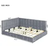 Upholstered Daybed, Mid Century Day Bed Frame with A Backrest and Armrest, Velvet Corner Beds for Living Room, Bedroom, Gray 2
