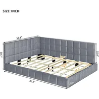 Upholstered Daybed, Mid Century Day Bed Frame with A Backrest and Armrest, Velvet Corner Beds for Living Room, Bedroom, Gray 2