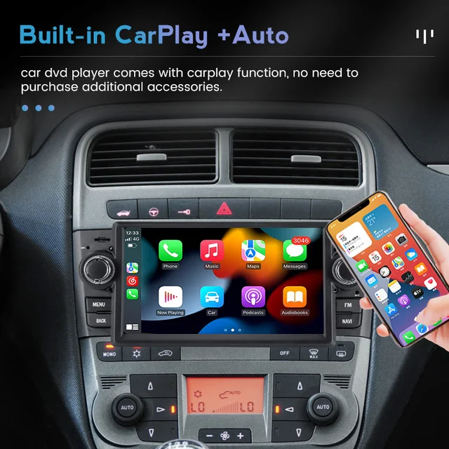 Hikity Android Autoradio pour Fiat Punto (2005-2009) Fiat Linea (2007-2011)  avec Apple CarPlay san