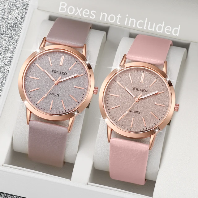 2 pièces/ensemble montres pour femmes mode cadran mat bracelet en cuir analogique montre à Quartz ensemble (sans boîte) 1