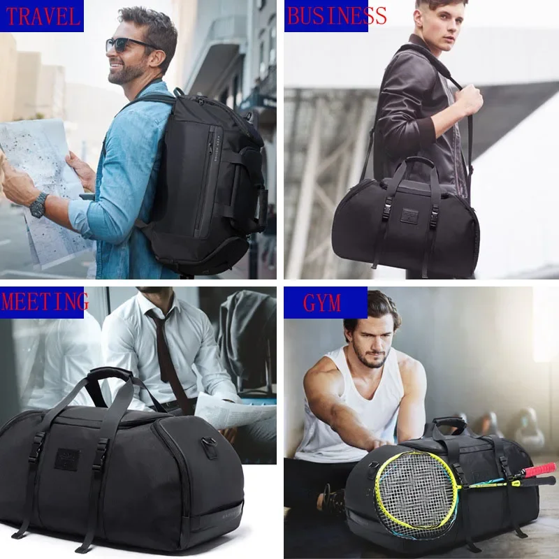 Bange Men's Waterproof Travel Duffle Bag With Backpack Features_voghion.com